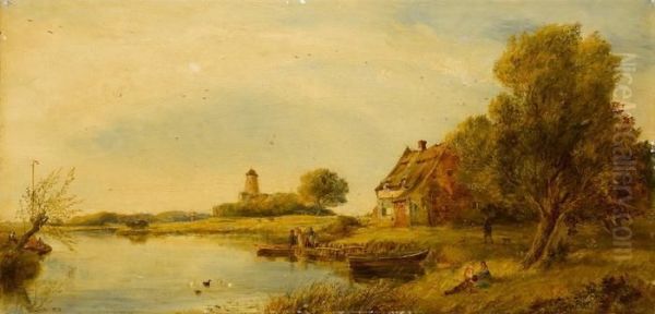 Landliche Idylle An Einem See Oil Painting by William Joseph Caesar Julius Bond