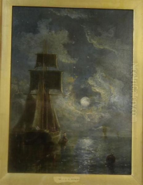 Ships That Pass In The Night Oil Painting by William Joseph Caesar Julius Bond