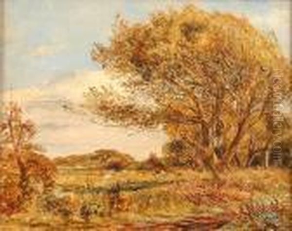 A Wooded Landscape With Cattle Oil Painting by William Joseph Caesar Julius Bond