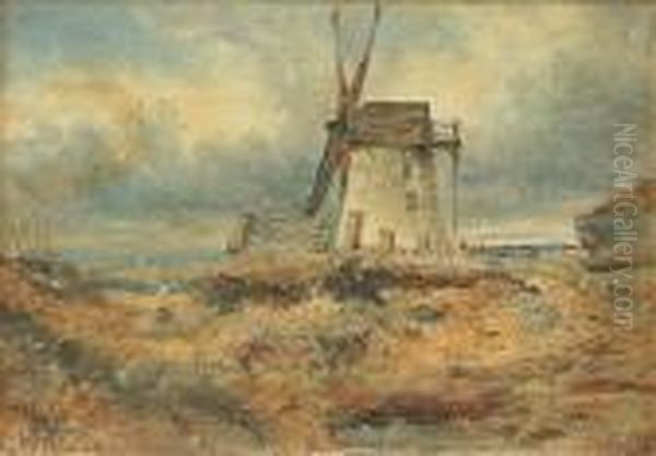 Windmill With Figure Oil Painting by William Joseph Caesar Julius Bond