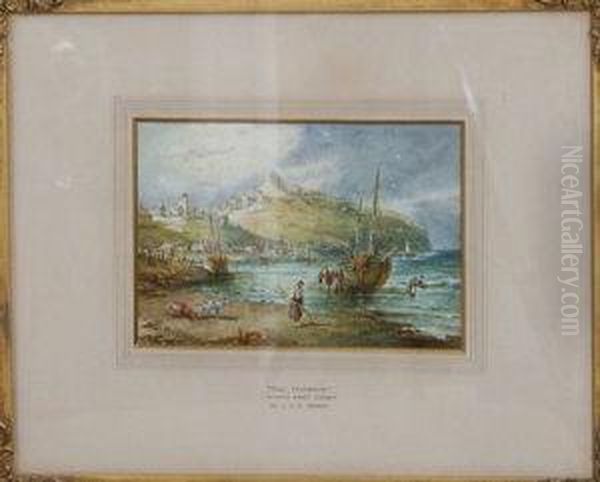 Old Harbour North East Coast Oil Painting by William Joseph Caesar Julius Bond