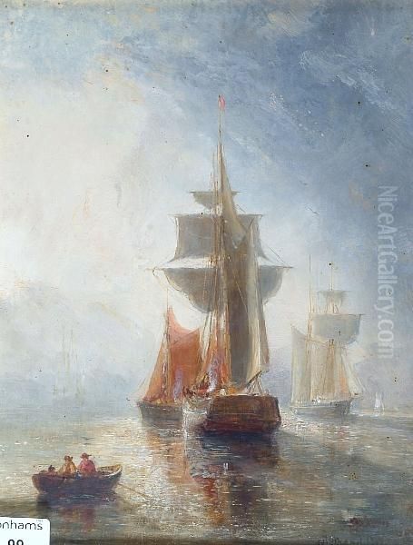 Ships On The Incoming Tide Oil Painting by William Joseph Caesar Julius Bond