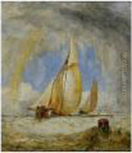 Fishing Boats Oil Painting by William Joseph Caesar Julius Bond