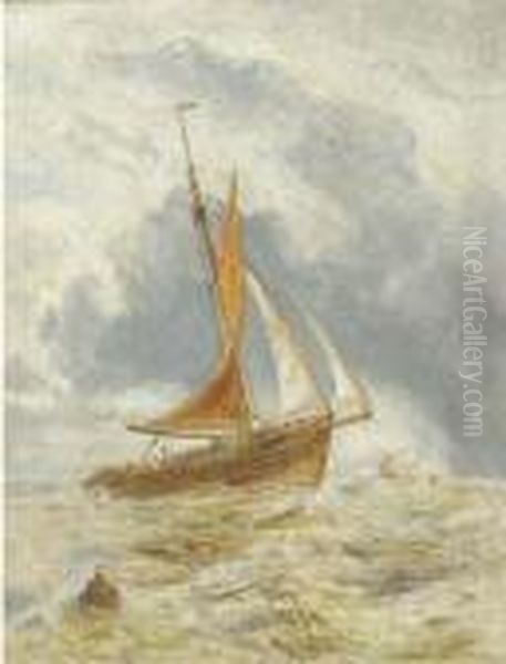 A Fishing Vessel At Sea Oil Painting by William Joseph Caesar Julius Bond