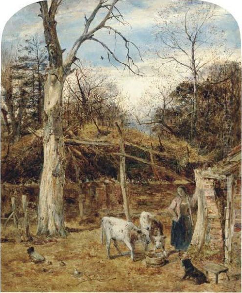 The Farmyard Oil Painting by William Joseph Caesar Julius Bond