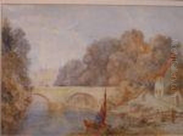 River Landscape Oil Painting by William Joseph Caesar Julius Bond