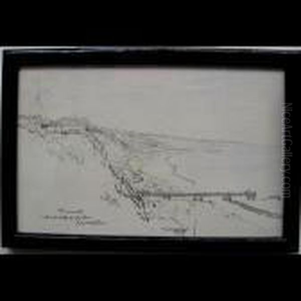 Bournemouth; Street View Oil Painting by Muirhead Bone