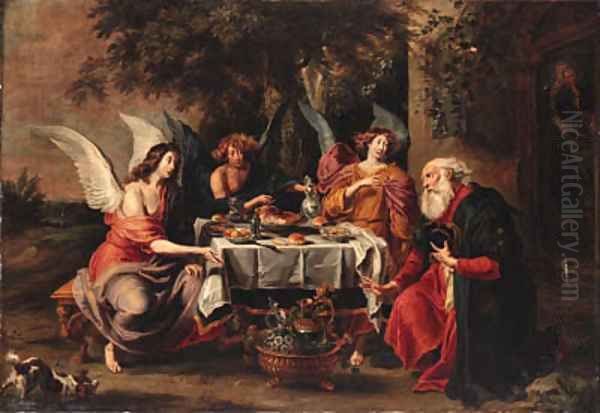 Abraham and the three angels Oil Painting by Willem van, the Elder Herp