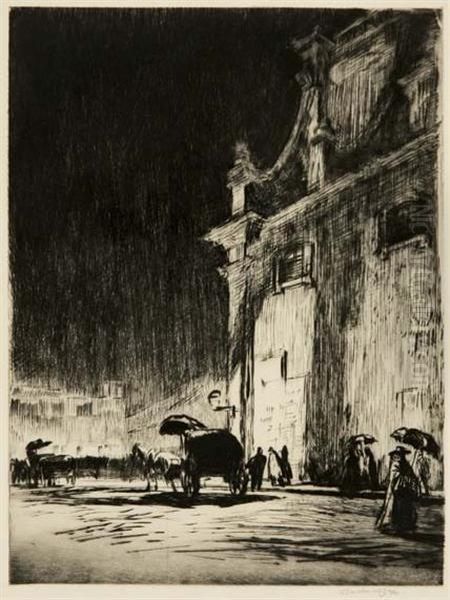 A Rainy Night In Rome Oil Painting by Muirhead Bone