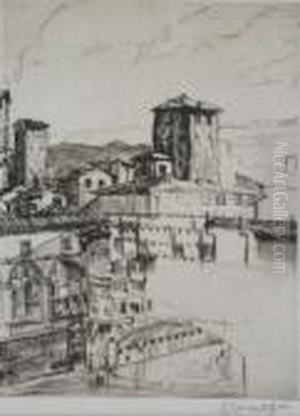 The Ponte Vecchio, Florence Oil Painting by Muirhead Bone