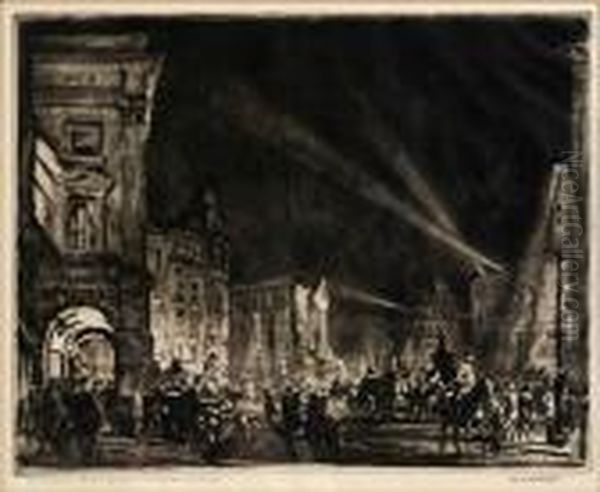 Piccadilly Circus Oil Painting by Muirhead Bone