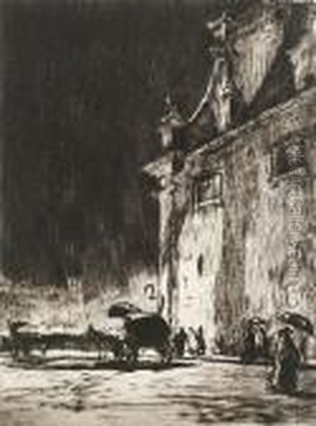 Rainy Night, Rome (campbell Dodgson 229) Oil Painting by Muirhead Bone