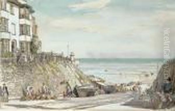 The Slipway, Cromer Oil Painting by Muirhead Bone