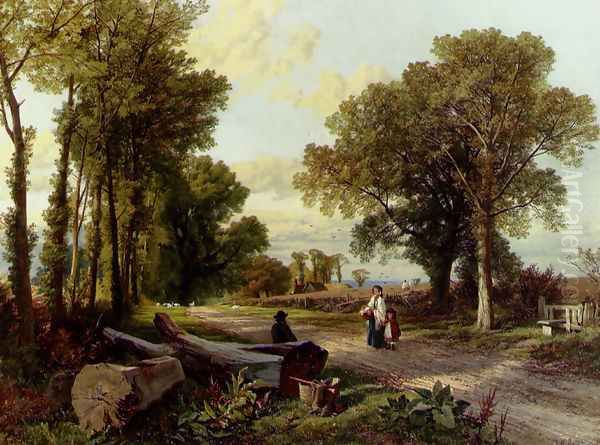 A Wayside Conversation Oil Painting by Frederick William Hulme