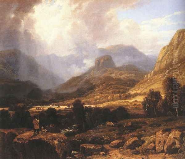 Landscape in the Lake District with the Vale of St. John between Thirlmere and Keswick Oil Painting by William Havell