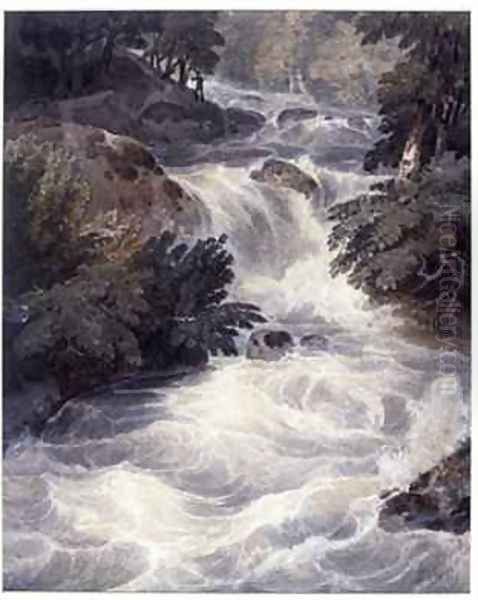 Waterfall at Ambleside seen through a window Oil Painting by William Havell