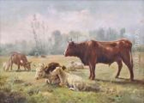 Resting Cattle Oil Painting by Rosa Bonheur