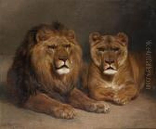 Lion Et Lionne Oil Painting by Rosa Bonheur