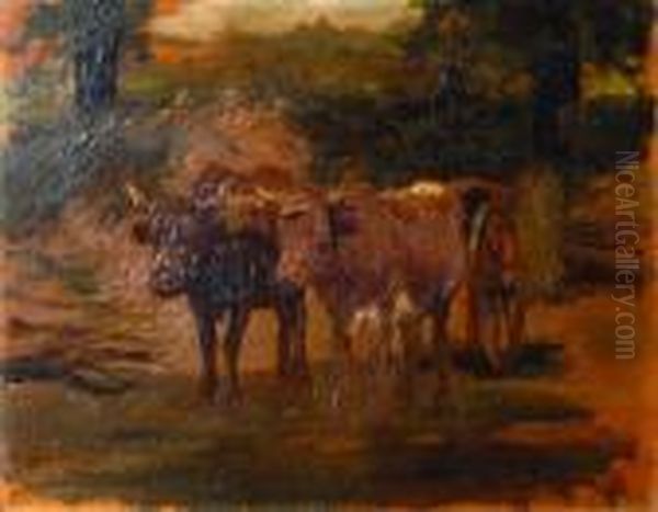 Les Boeufs Atteles Oil Painting by Rosa Bonheur