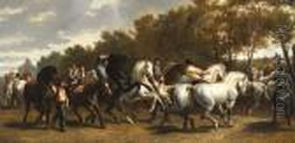 De Paardenmarkt Oil Painting by Rosa Bonheur