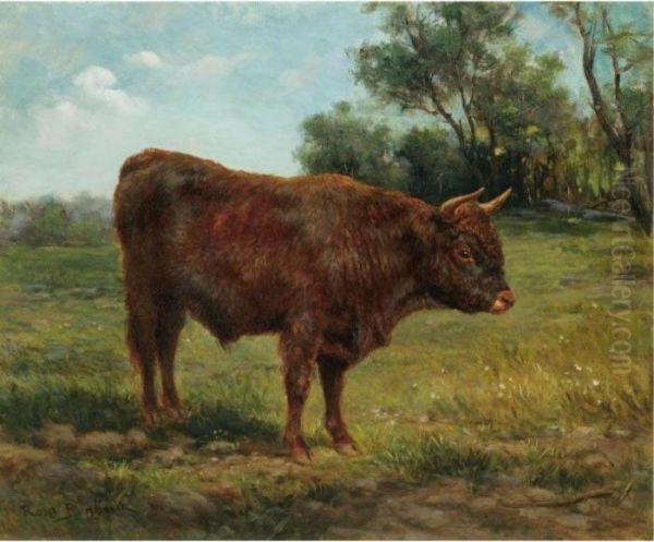 Longhorn Bull In A Landscape Oil Painting by Rosa Bonheur