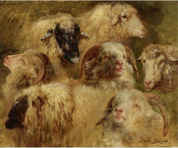 Heads Of Sheep And Rams Oil Painting by Rosa Bonheur