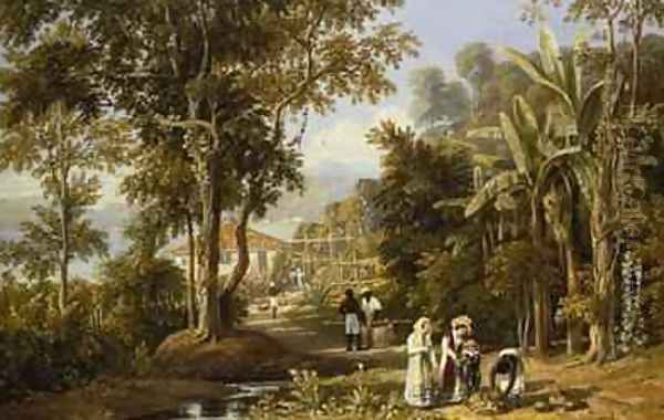 Garden Scene on the Broganza Shore Rio de Janeiro Oil Painting by William Havell