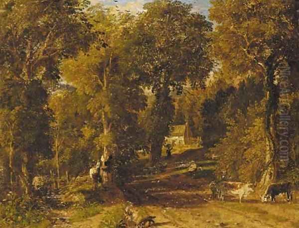 A lane in Oxfordshire Oil Painting by William Havell