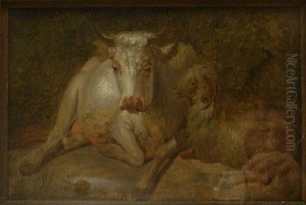 Recumbent Cow Oil Painting by Rosa Bonheur