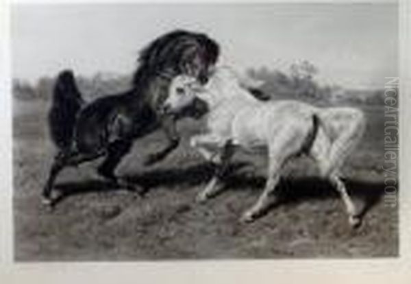 Monochrome Engraving,signed In 
Pencil To The Margin With Blindstamp And Engraverssignature, 63 X 92cm 
(illus.) Oil Painting by Rosa Bonheur