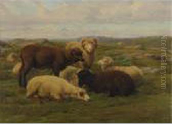 Sheep In A Meadow Oil Painting by Rosa Bonheur