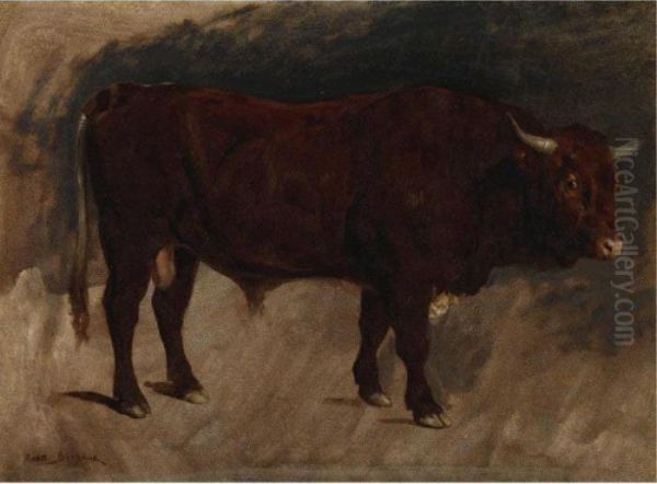 A Brown Bull In Profile Oil Painting by Rosa Bonheur