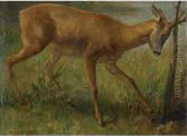 A Fawn Oil Painting by Rosa Bonheur