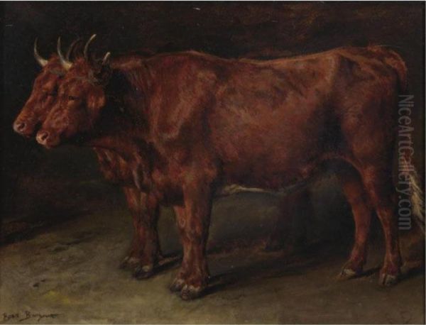 A Pair Of Oxen Oil Painting by Rosa Bonheur