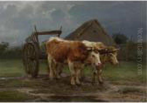 Oxen Pulling A Cart Oil Painting by Rosa Bonheur