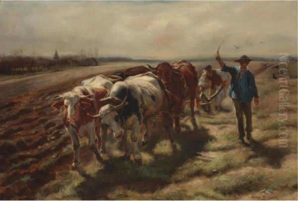 Oxen Plowing Oil Painting by Rosa Bonheur