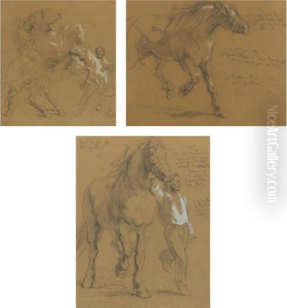 Studies For The Horse Fair Oil Painting by Rosa Bonheur