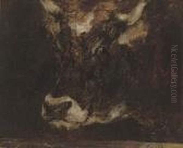 A Study Of A Cow's Head Oil Painting by Rosa Bonheur