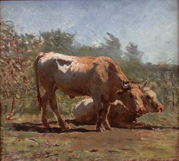 Les Deux Boeufs Oil Painting by Rosa Bonheur