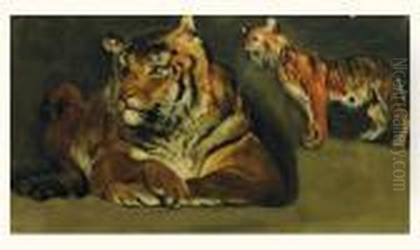 Les Tigres Oil Painting by Rosa Bonheur