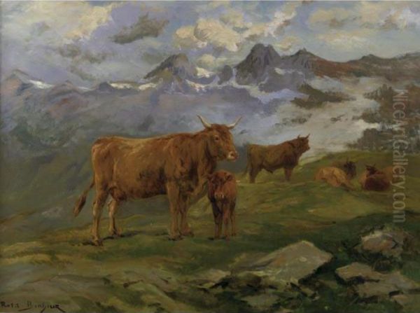 Cattle In The Pyrenees Oil Painting by Rosa Bonheur