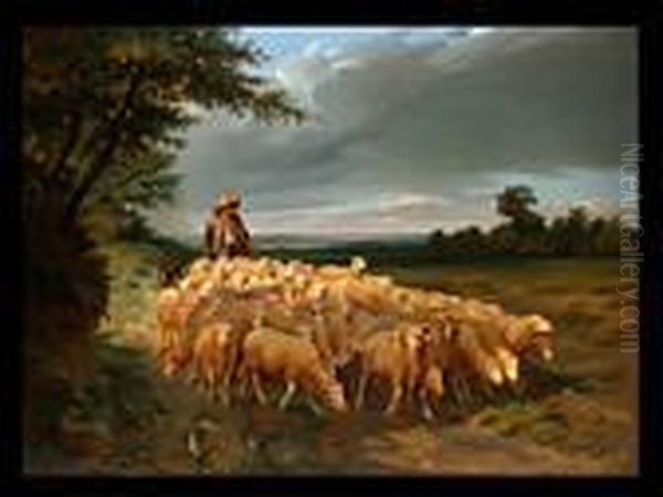 Auf Dem Heimweg Am Waldesrand Oil Painting by Rosa Bonheur