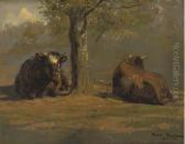 Vaches Sous L'arbre Oil Painting by Rosa Bonheur