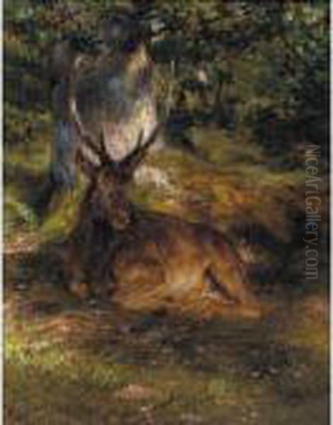 The Stag At Rest Oil Painting by Rosa Bonheur