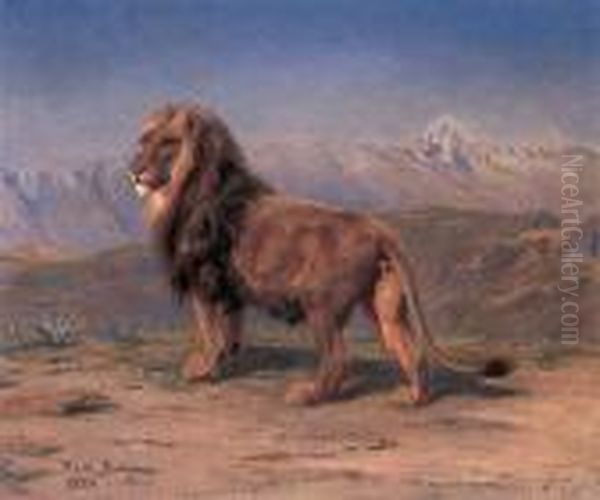 Lion In A Landscape Oil Painting by Rosa Bonheur