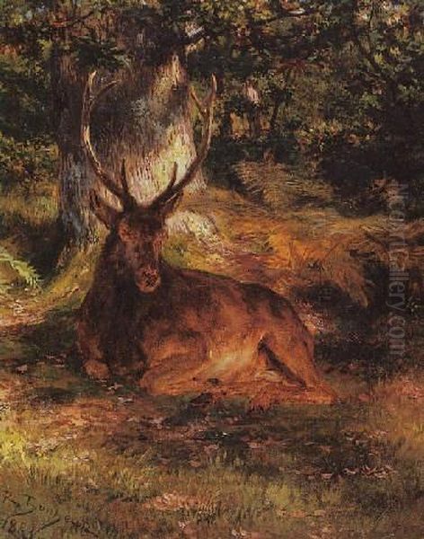 The Resting Stag Oil Painting by Rosa Bonheur