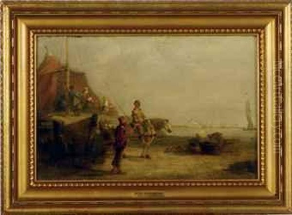 Collecting The Day's Catch Oil Painting by Richard Parkes Bonington