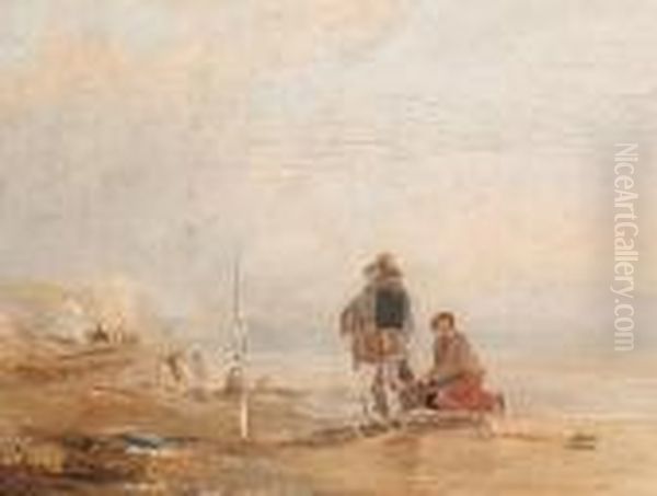 Figures On A Beach Oil Painting by Richard Parkes Bonington