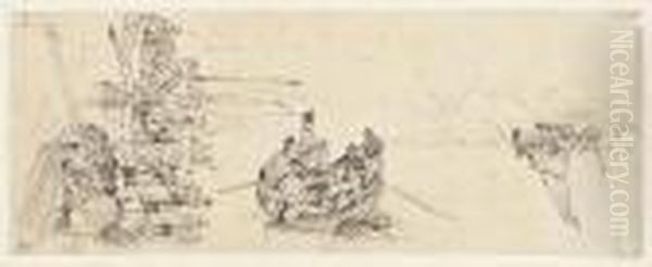 Studies For Figures In Boats Oil Painting by Richard Parkes Bonington