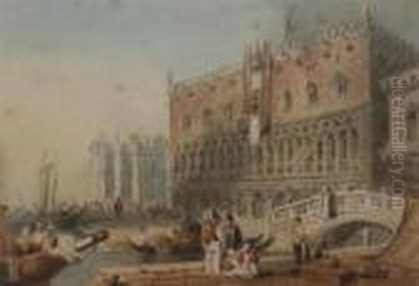 The Ducal Palace, Venice Oil Painting by Richard Parkes Bonington